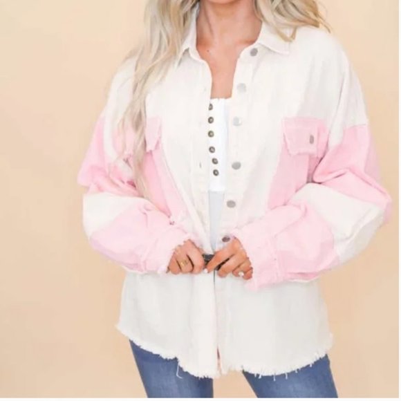 POL Tops - POL Strawberry Milk* Oversized Shacket
